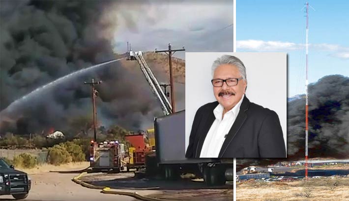 Owner and on-air personality Oscar Felix was broadcasting when the fire knocked out his station's signal.