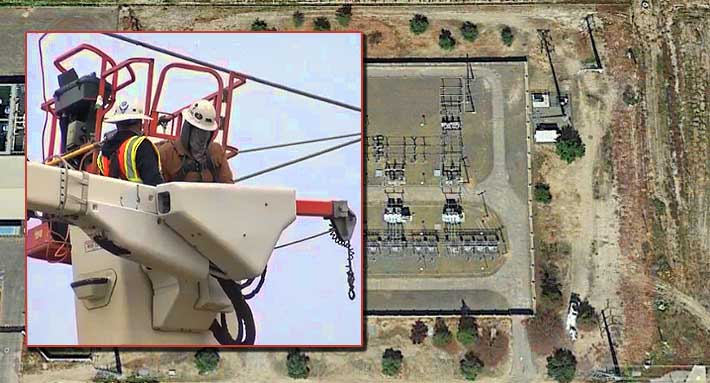 The tower tech had to remain in the bucket for approximately two hours as workers de-energized the lines.