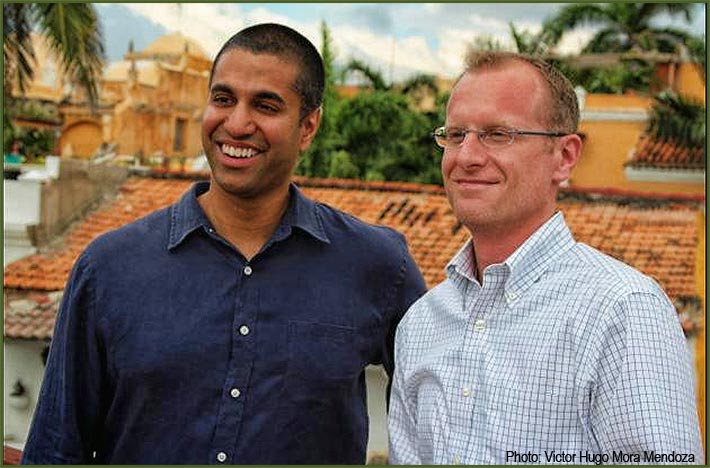 When he was a Commissioner, FCC Chairman Ajit Pai and his legal counsel, Brendan Carr, discussed with Colombian officials how technology can combat poverty.
