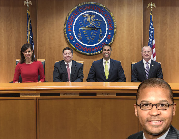 When sworn in, Geoffrey Starks will be joining fellow Democratic Commmissioner (from left) Jessica Rosenworcel and Republicans Michael O'Rielly, Chairman Ajit Pai and Brendan Carr.