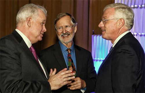 WIA Hall of Fame inductees (from left) Neville Ray, EVP and CTO of T-Mobile; Steven Dodge, former Chairman and CEO of American Tower, and John Kelly Former CEO and Chairman of Crown Castle. Also inducted in November were Steven Bernstein, founder and former CEO of SBA Communications, and José Mas, CEO of MasTec.