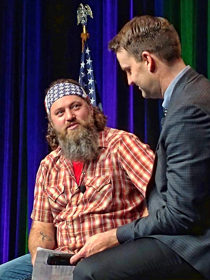 NATE Executive Director Todd Schlekeway interviewed Willie Robertson during the NATE luncheon sponsored by SBA Communications