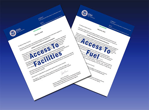 The Department of Homeland Security has provided access and fuel letters to assist in wireless maintenance and deployment