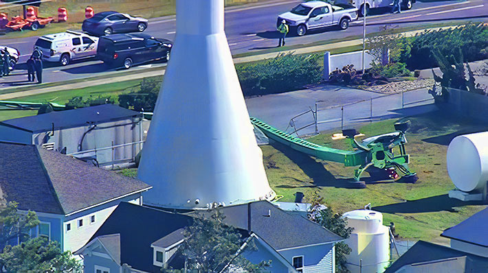 Two tower techs were killed when their man lift toppled over onto electrical lines in Bethany Beach, Delaware