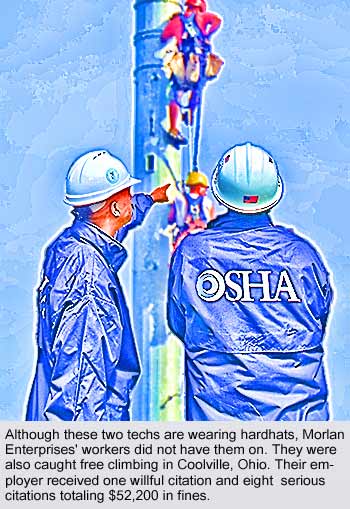 Free-climbing tower climbers caught by OSHA