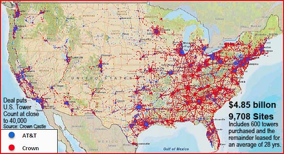 Crown Castle buys AT&T towers for $4.85 billion