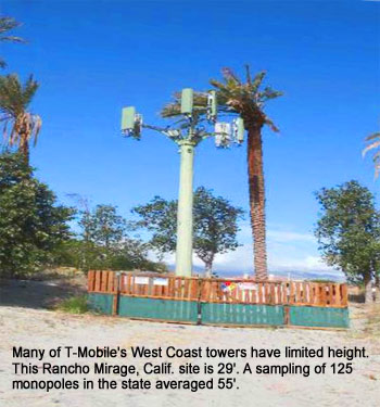 California T-Mobile monopoles average 55' in height