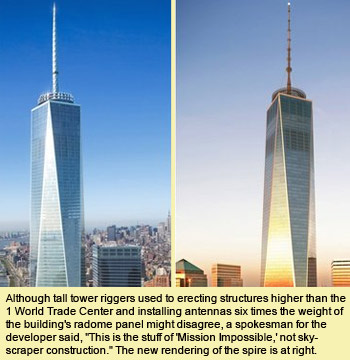 1 World Trade Center broadcast radome removed