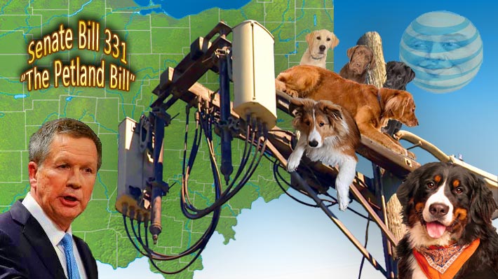 Ohio Governor John Kasich signed the “Petland Bill” on Dec. 19, 2016, restricting where pet stores could get the animals they sell. Tucked into the lame duck bill at the last minute were sweeping reforms sponsored by AT&T to expedite the telecom permitting process in the rights of way of the State's 938 municipalities.