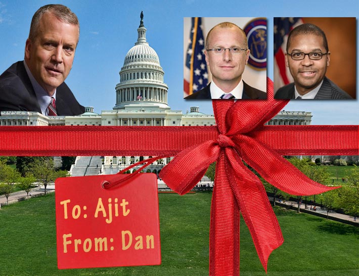 Alaska Senator Dan Sullivan (from left) could unblock a floor vote before the holidays for FCC Commissioner Brendan Carr and FCC assistant Bureau Chief Geoffrey Starks. Sullivan is at odds with FCC Chairman Ajit Pai over subsidies.