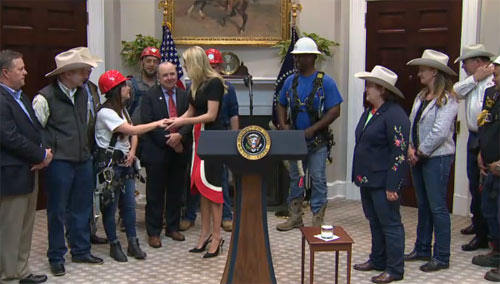 Ivanka Trump welcomes NATE members and rural farmers desirous of broadband coverage shortly before President Trump addressed the nation.