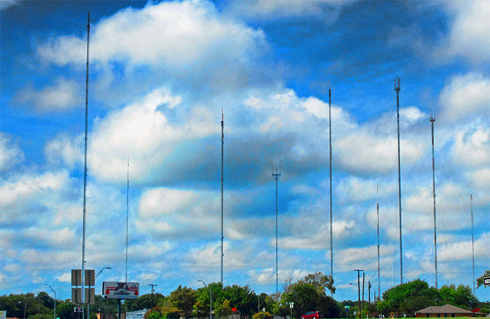 One of Cumulus' towers, located in the Cedar Hill, Texas antenna farm was built in 1969 and is 1,555 feet tall.