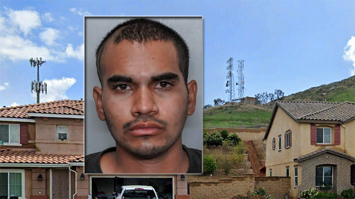Bryan Uriel Guzman was arrested for setting fire to two cell towers in Fontana, California. The 60-foot monopole, at left, is owned by SBA Communications.