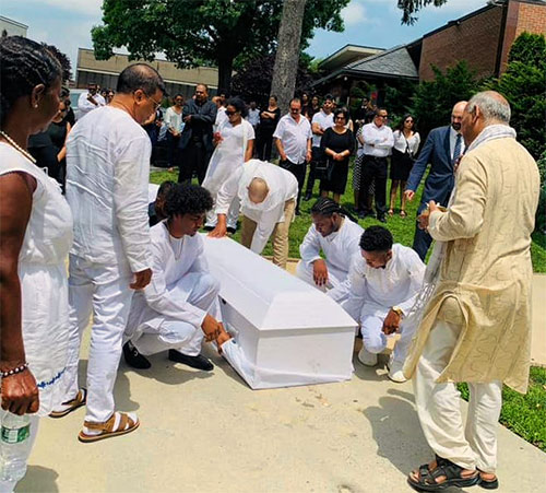 A Hindu funeral service for Lakeram Karanjeet was held on July 5, 2019.