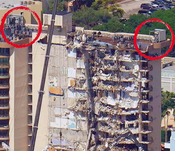 There were two sector locations on the west side of the oceanfront condominium building that survived the collapse. There was no 