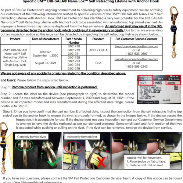 Rivet concern has DBISALA issuing a stop use and inspection notice on
