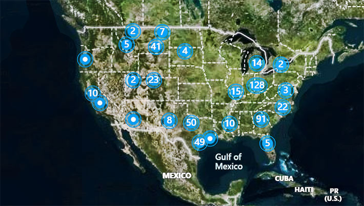Skyway Towers locations from company website