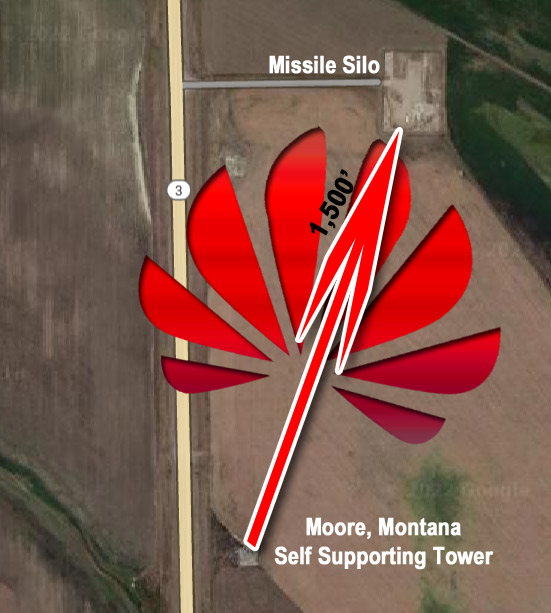 This cell tower in rural Montana with Huawei equipment on it is just 1,500' from a missile silo. It can't be located in the FCC's database.