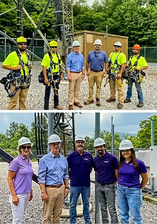 Novotech Construction’s team with Pennsylvania Congressman John Joyce are (top, left to right) Luke Weaver, Ian Brown,Joyce, Chris Mika, Josh Quarry, and Shane Donaldson. Pictured with Crown Castle representatives (left to right) are: Staci Pies, Joyce, Ronald Marshall, Arthur Zebroski, and Marina Sansom.