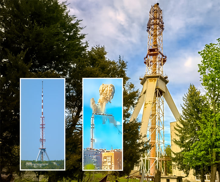 A RUSSIAN missile strike was successful yesterday in toppling the top half of this 790-foot broadcast tower in Ukraine. The conflict has also destroyed a significant portion of cell service in the country, and tower techs must risk their lives to restore it (See photos below).