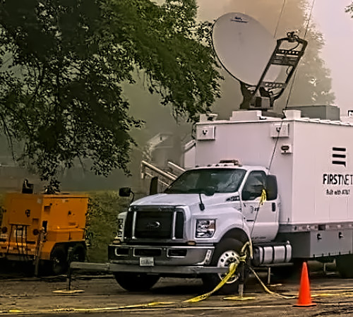 AT&T said on Monday that it has fielded more than 140 requests for FirstNet deployable assets, calling the Helene response “one of the largest mobilizations of our disaster recovery assets for emergency connectivity support.” It has a self-sustaining base camp set up in Georgia, where its Network Disaster Recovery team is staged (see image above).