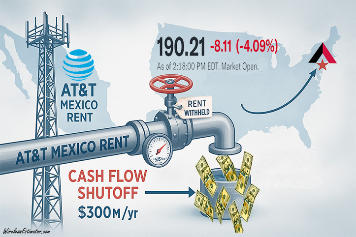 In afternoon trading, American Tower's stock was down over 4% as traders assessed the income shortfall that the towerco is facing following AT&T Mexico's refusal to pay rent since early 2025.