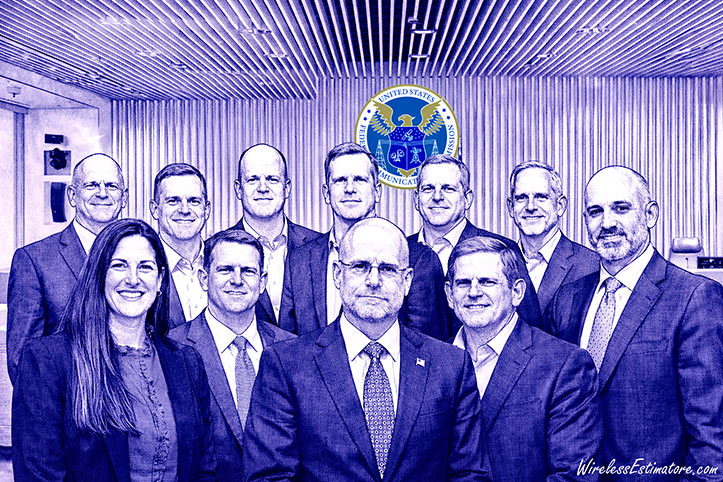 Executives from the wireless industry and WIA pictured at the FCC with Chairman Carr during meetings related to DISH Wireless, EchoStar spectrum matters, and network obligations.