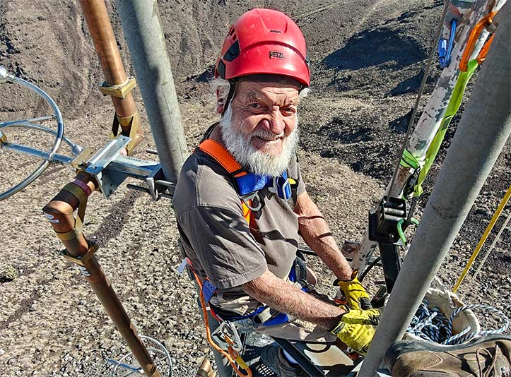 AGE IS NO BARRIER — Black Mountain in Henderson, home to multiple broadcast towers about 15 miles from the Las Vegas Strip, remains part of Denny Todd’s regular maintenance territory. This week at NATE UNITE, he’ll also be renewing acquaintances with the many friends and colleagues he’s made across the industry.