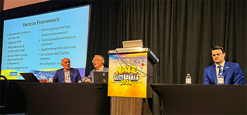 Victor Drouin, NATE Chairman and President of Green Mountain Communications, (LtoR) Craig Snyder, Chairman and Founder of VIKOR and Todd Schlekeway, President & CEO of NATE, delivered a message that the wireless infrastructure contracting industry has waited years to hear, that for the first time, all three major carriers are operating under formal, FCC-recognized commitments to the contractors who build and maintain their networks, even as the panelists acacknowledged the hard work of enforcement and getting all of the proposed obligations is only just beginning.